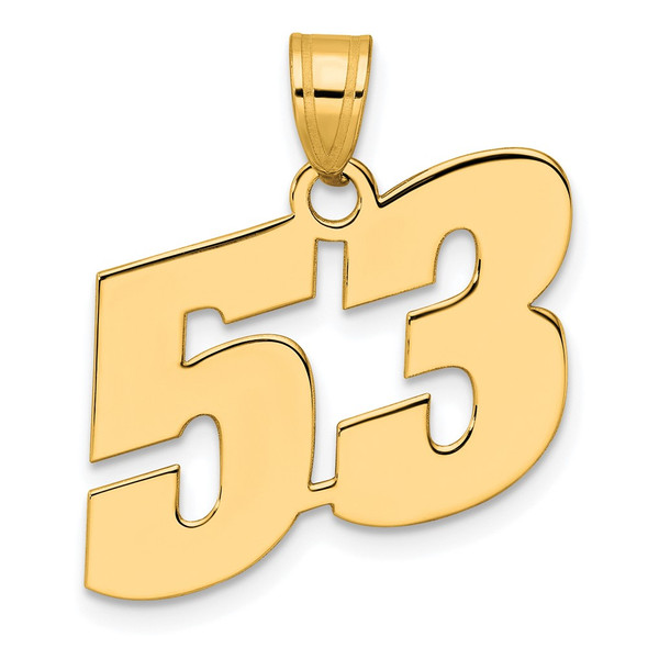 14k Yellow Gold Polished Block Number 53 Pendant