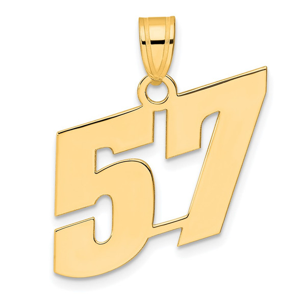 14k Yellow Gold Polished Block Number 57 Pendant