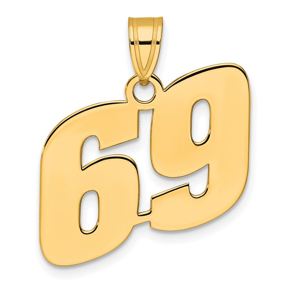 14k Yellow Gold Polished Block Number 69 Pendant