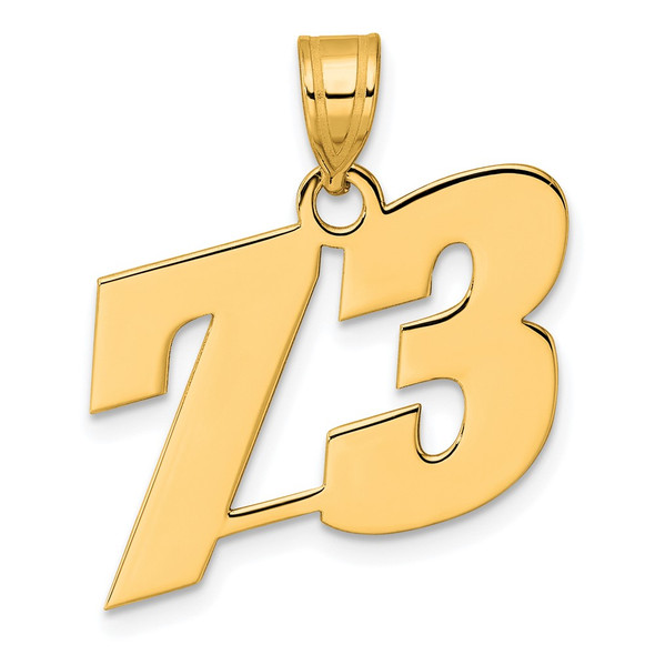 14k Yellow Gold Polished Block Number 73 Pendant