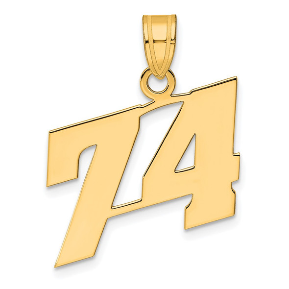 14k Yellow Gold Polished Block Number 74 Pendant