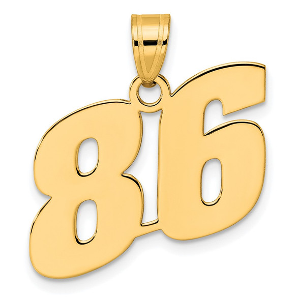 14k Yellow Gold Polished Block Number 86 Pendant