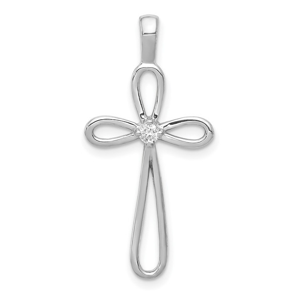 14k White Gold AA Diamond Cross Pendant PM5015-005-WA