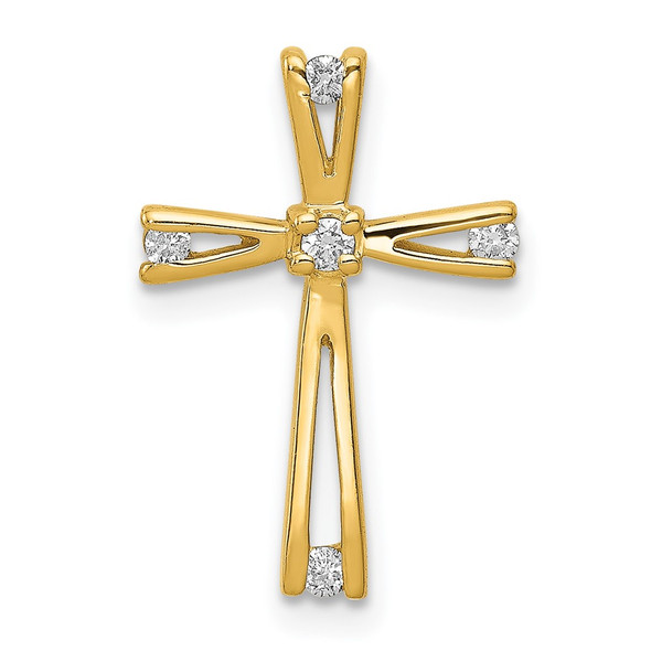 14k Yellow Gold AA Diamond Cross Pendant PM5018-008-YA