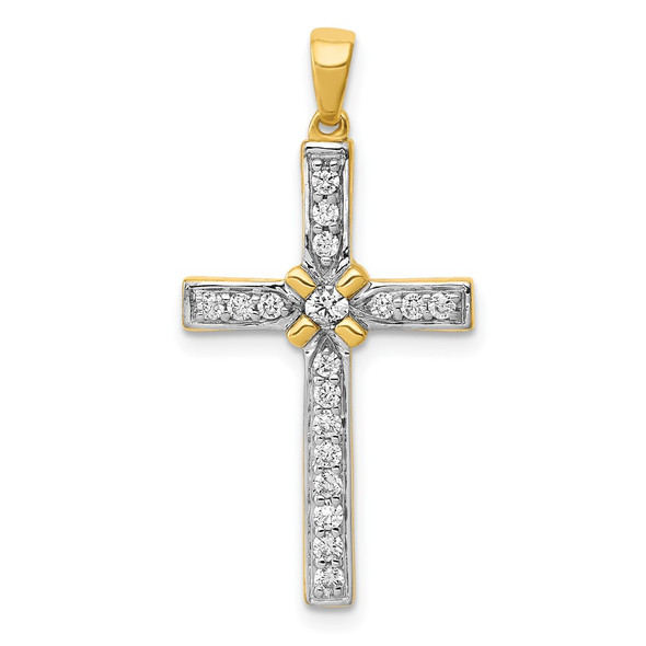14k Yellow Gold 1/3ctw Diamond Cross Pendant