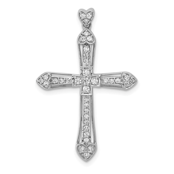 14k White Gold 1/3ctw Diamond Cross Pendant