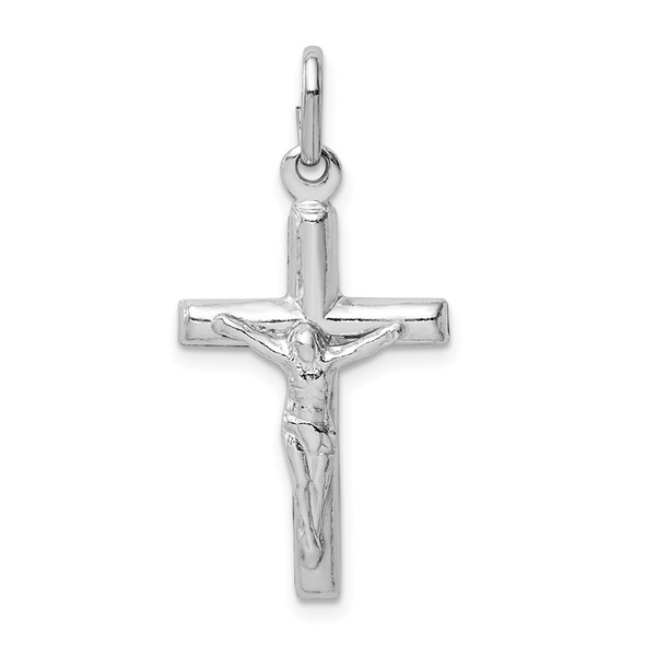 Sterling Silver Rhodium-plated Polished Crucifix Cross Pendant QC9704