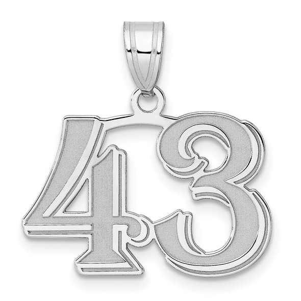 14k White Gold Polished Etched Number 43 Pendant