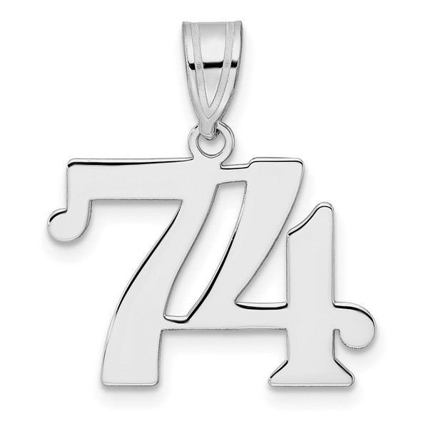 14k White Gold Polished Number 74 Pendant