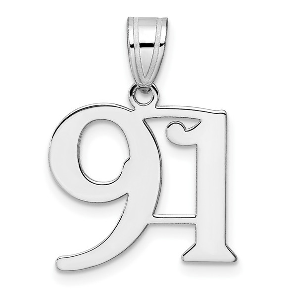 14k White Gold Polished Number 91 Pendant