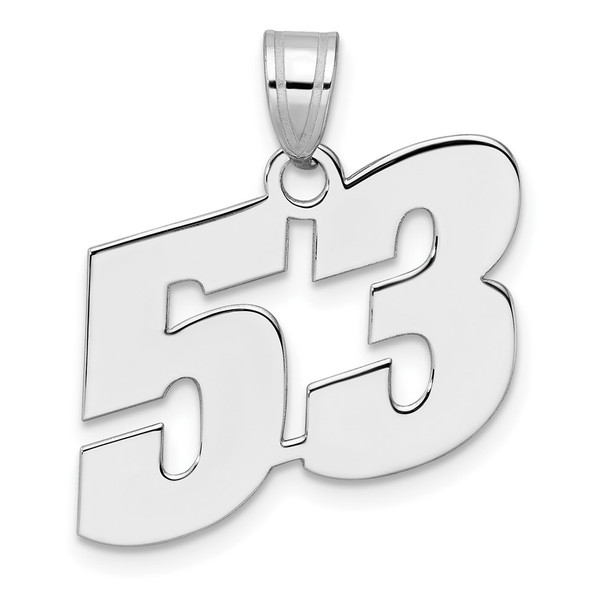 14k White Gold Polished Block Number 53 Pendant