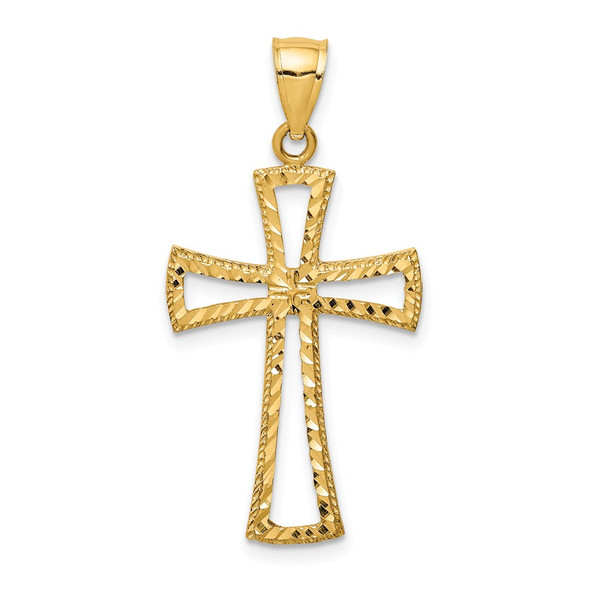 14k Yellow Gold Diamond-cut Cross Pendant XR1704