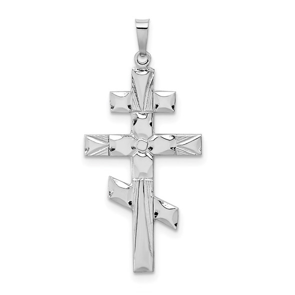 14k White Gold Eastern Orthodox Cross Pendant XR500