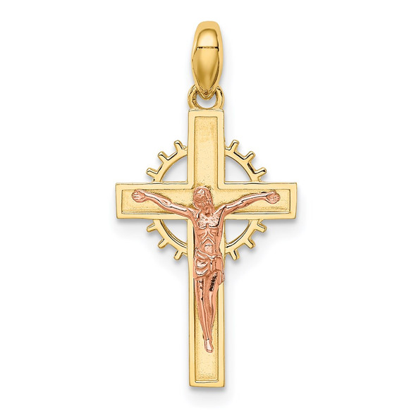 14K Two-tone Gold Crucifix Pendant YC1377
