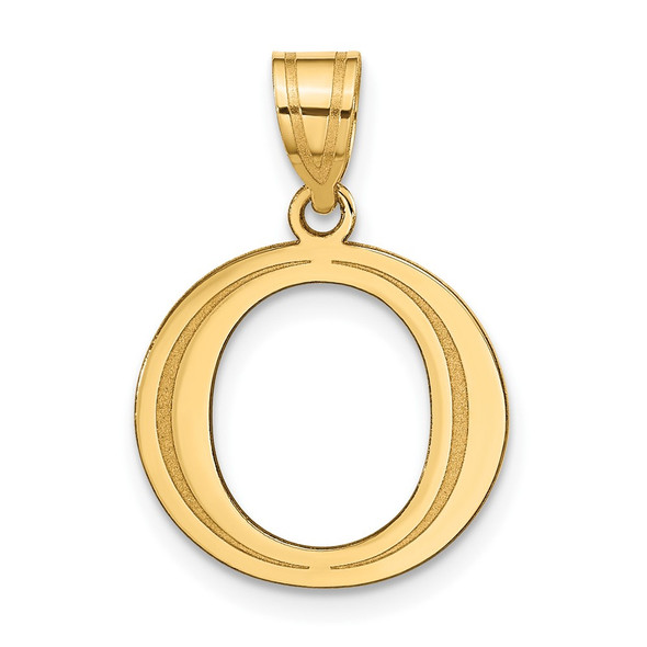 14k Yellow Gold Polished Etched Letter O Initial Pendant