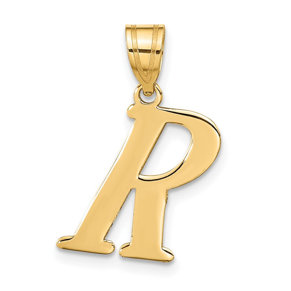 14k Yellow Gold Polished Letter R Initial Pendant