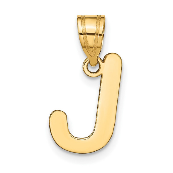 14k Yellow Gold Polished Bubble Letter J Initial Pendant