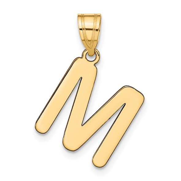 14k Yellow Gold Polished Bubble Letter M Initial Pendant