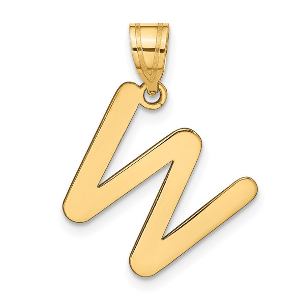 14k Yellow Gold Polished Bubble Letter W Initial Pendant