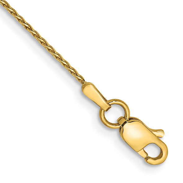 10" 14K Yellow Gold .8mm Diamond-cut Parisian Wheat with Lobster Clasp Anklet