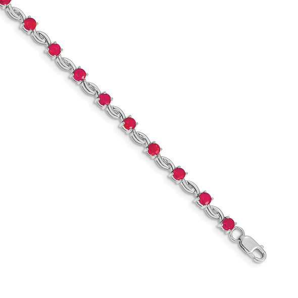 7" 14k White Gold Ruby Bracelet
