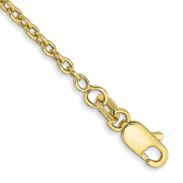 10" 10k Yellow Gold 2mm Cable Chain Anklet