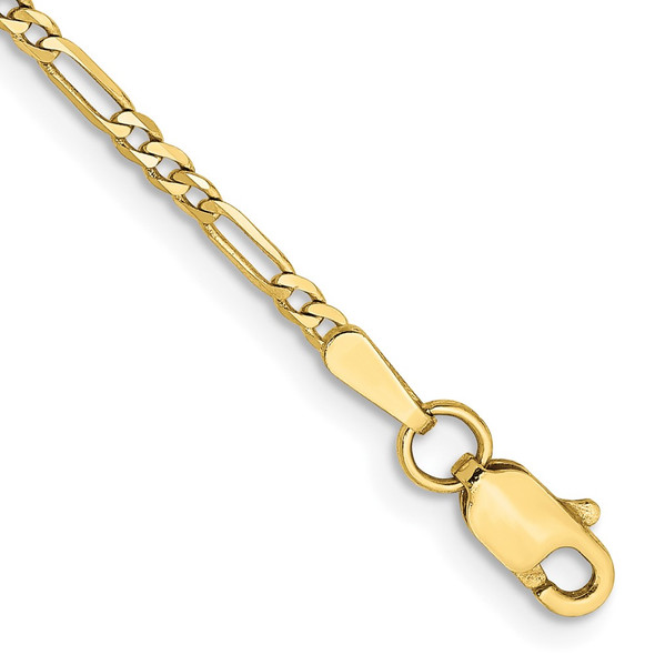 9" 10k Yellow Gold 1.75mm Flat Figaro Chain Anklet