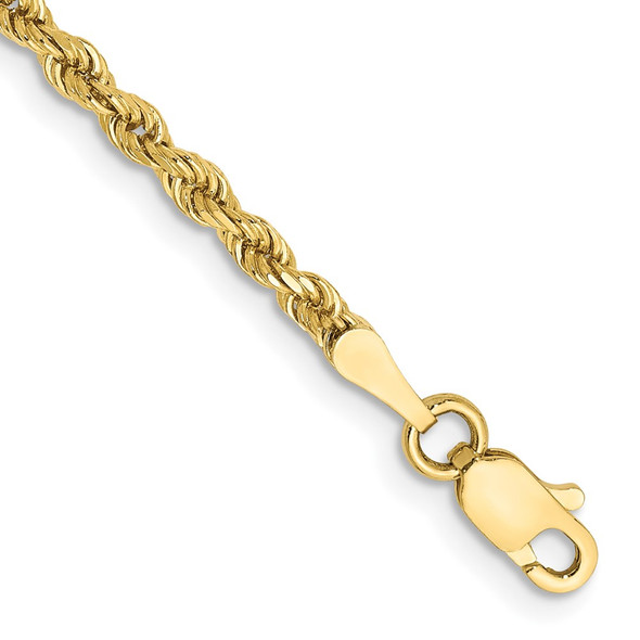 9" 10k Yellow Gold 2.25mm Diamond-cut Rope Chain Anklet