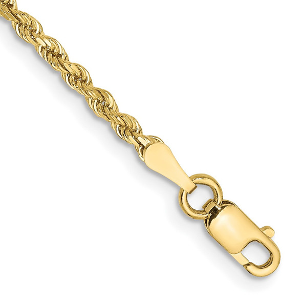 10" 10k Yellow Gold 2mm Diamond-cut Rope Chain Anklet