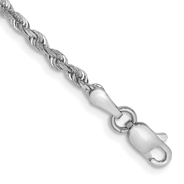 10" 10k White Gold 2.25mm Diamond-cut Quadruple Rope Chain Anklet