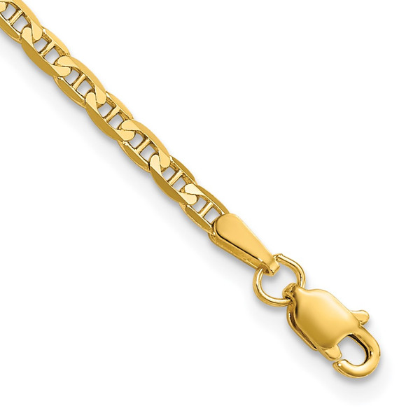 9" 10k Yellow Gold 2.4mm Flat Anchor Chain Anklet