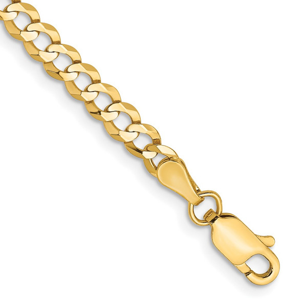 7" 10k Yellow Gold 3.7mm Lightweight Flat Cuban Chain