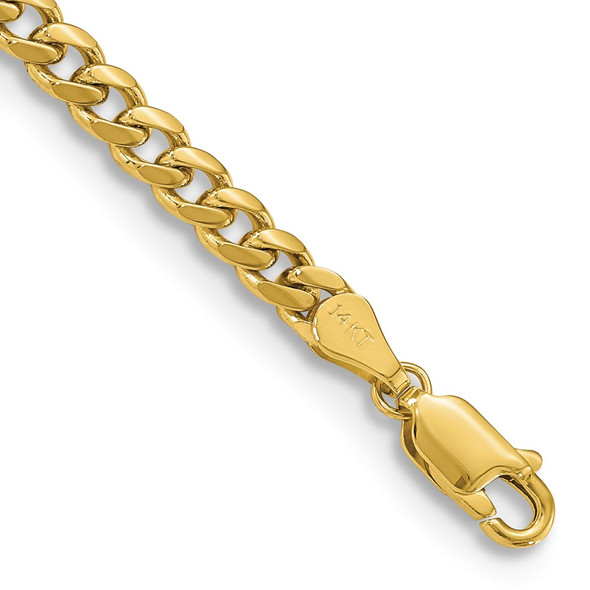 7" 10k Yellow Gold 4.25mm Solid Miami Cuban Chain