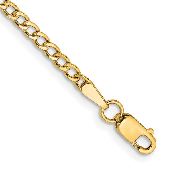 8" 10k Yellow Gold 2.5mm Hollow Curb Link Chain