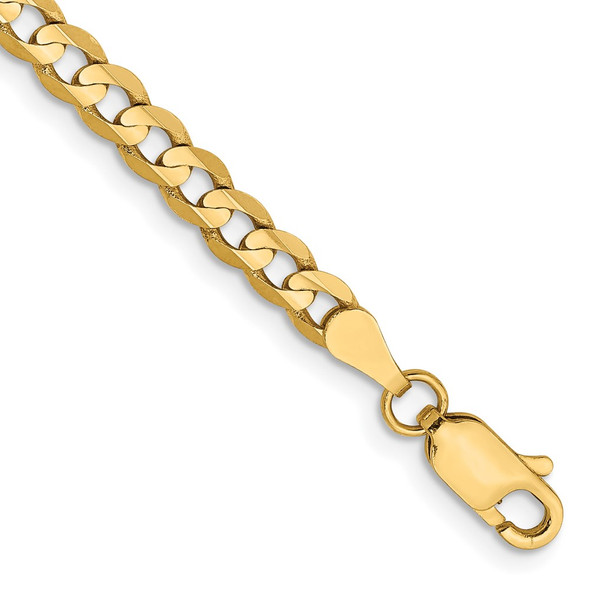 7" 10k Yellow Gold 3.8mm Open Concave Curb Chain