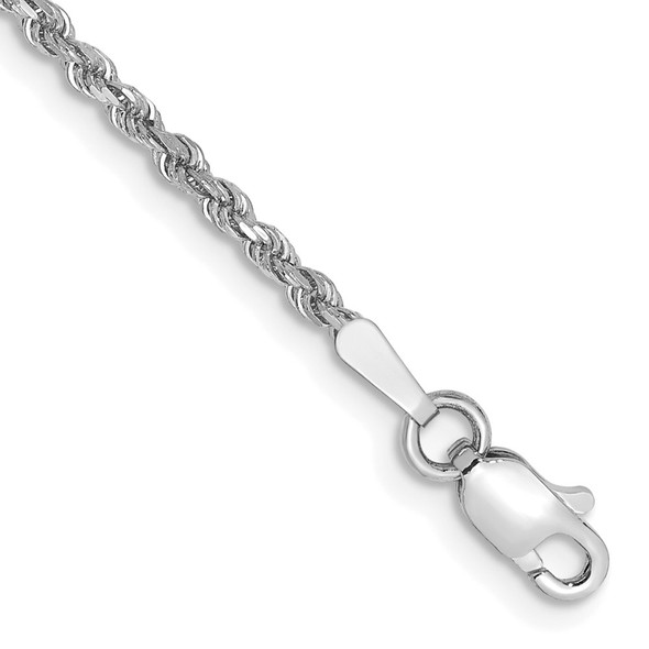 8" 10k White Gold 1.75mm Diamond-cut Rope Chain