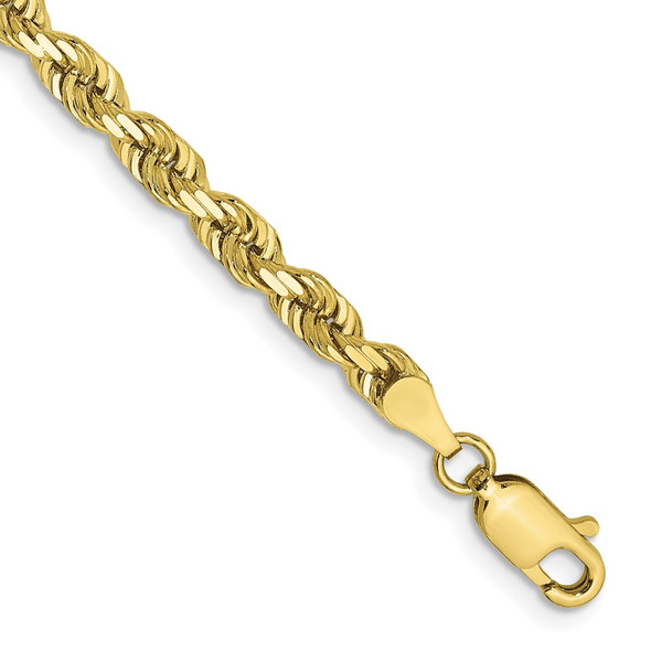 7" 10k Yellow Gold 4mm Diamond-cut Quadruple Rope Chain