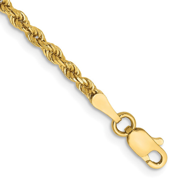 7" 10k Yellow Gold 2.5mm Hollow Diamond-cut Rope Chain
