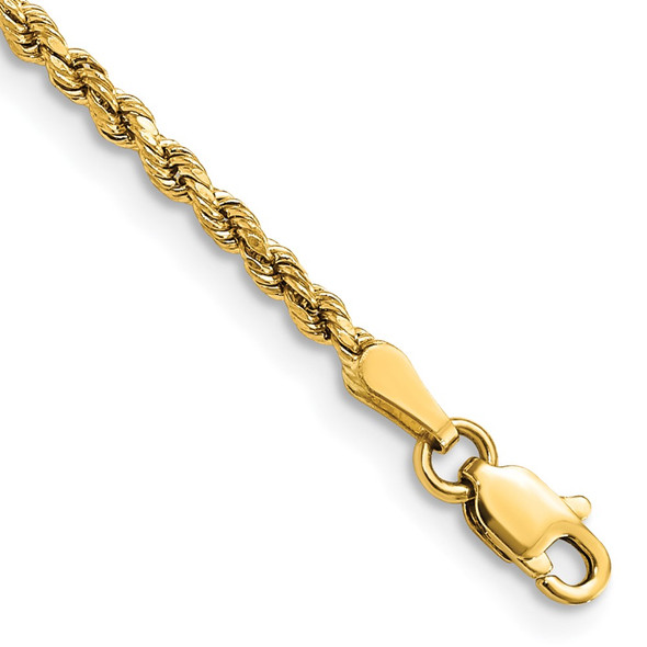 8" 10k Yellow Gold 2.25mm Hollow Diamond-cut Rope Chain