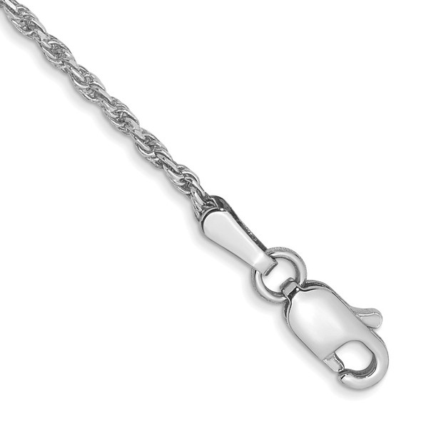 7" 10k White Gold 1.3mm Diamond-cut Machine Made Rope Chain