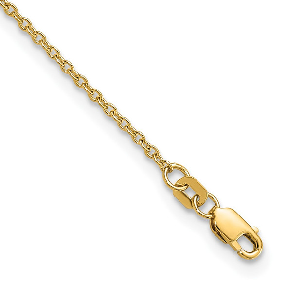 10" 10k Yellow Gold 1.4mm Solid Polished Cable Chain Anklet