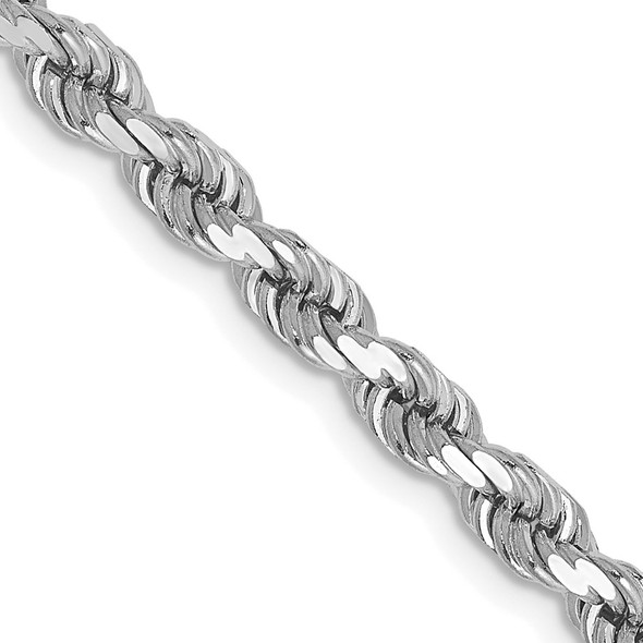 22" 10k White Gold 4mm Diamond-cut Rope Chain