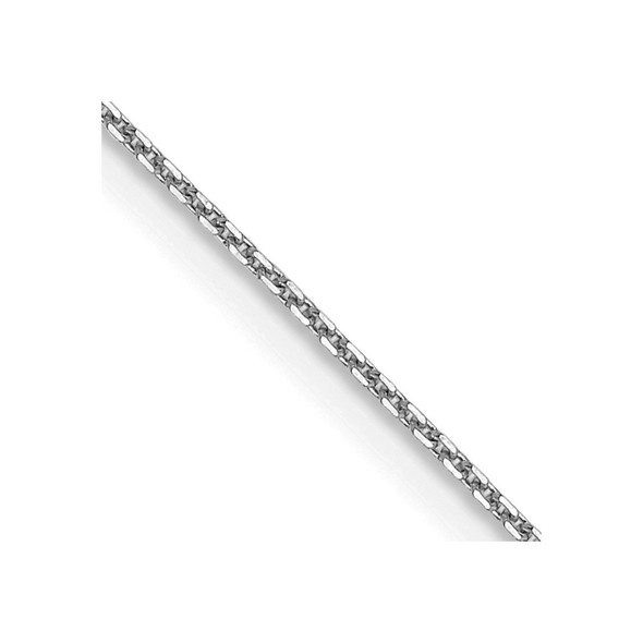 14" 14K White Gold 14 inch .8mm Diamond-cut Round Open Link Cable with Lobster Clasp Chain