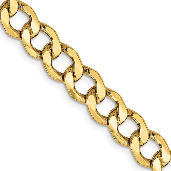 24" 10k Yellow Gold 7mm Hollow Curb Link Chain