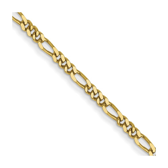 18" 10k Yellow Gold 1.25mm Flat Figaro Pendant Chain