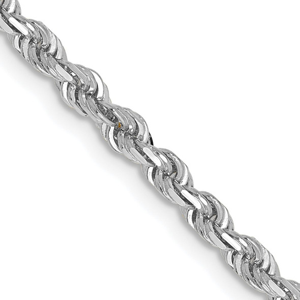 24" 10k White Gold 3mm Diamond-cut Quadruple Rope Chain