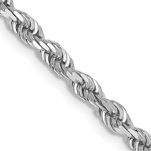 24" 10k White Gold 3.35mm Diamond-cut Quadruple Rope Chain