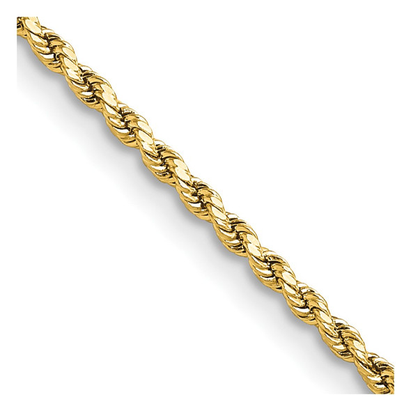 18" 10k Yellow Gold 2mm Hollow Diamond-cut Rope Chain