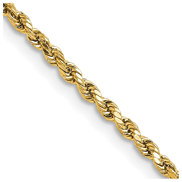 24" 10k Yellow Gold 2.25mm Hollow Diamond-cut Rope Chain