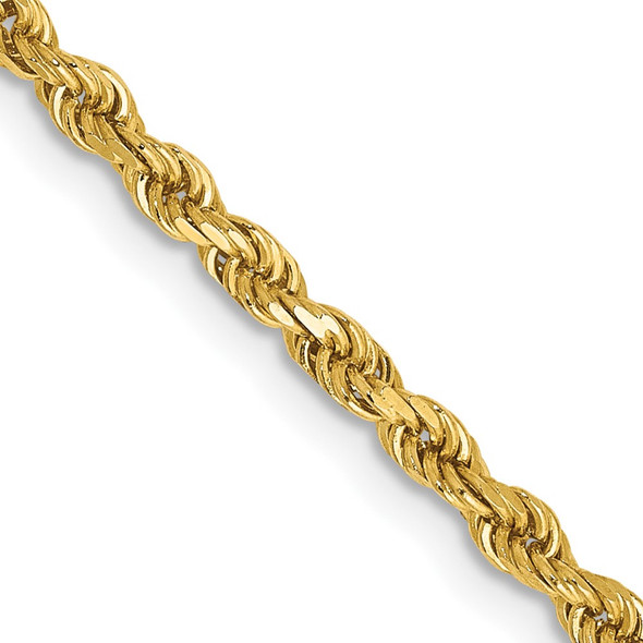 24" 10k Yellow Gold 2.5mm Hollow Diamond-cut Rope Chain